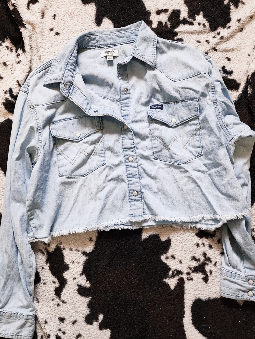 "WRANGLER" WOMEN'S CROPPED SHORT DENIM TOP/JACKET - LIGHT BLUE